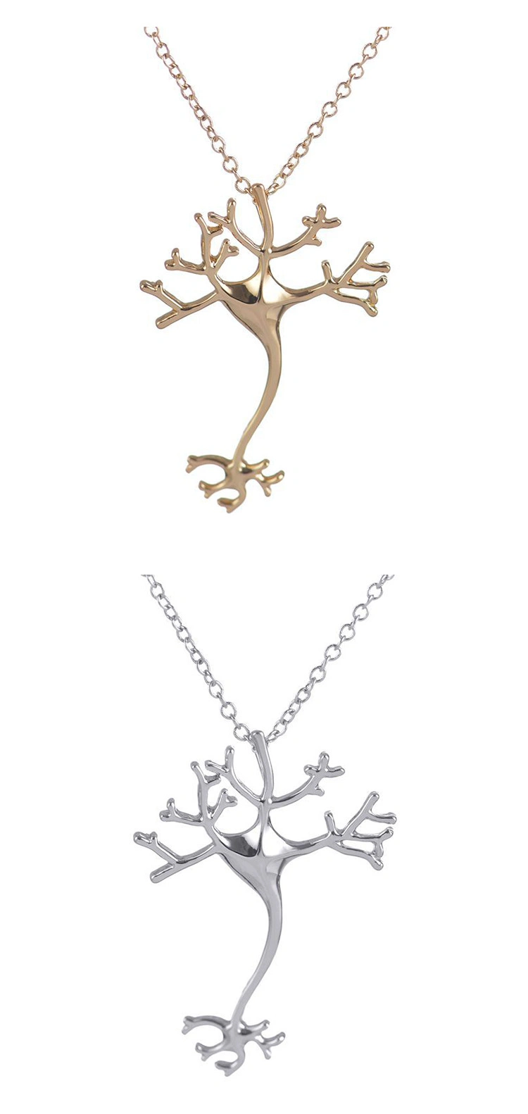 Fashion European American Silver Irregular Tree Pendant Necklace