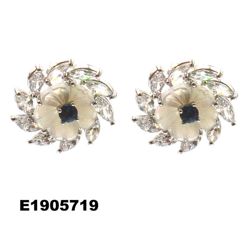 Rhodium Plated Factory Earring Fashion Silver Shell Jewelry