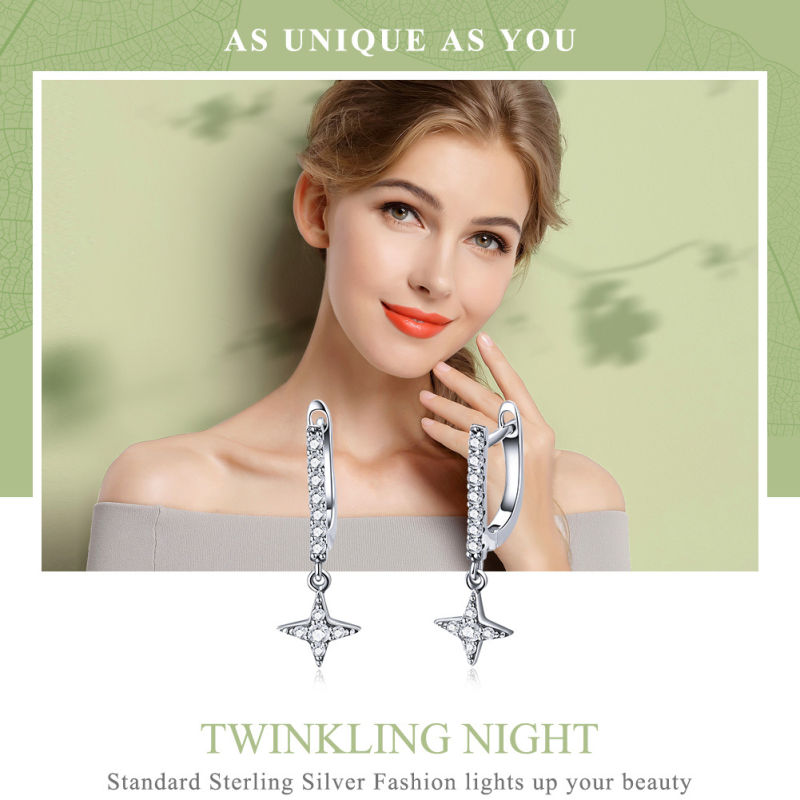 Silver Jewelry Twinkling Night CZ Sterling Silver Earrings