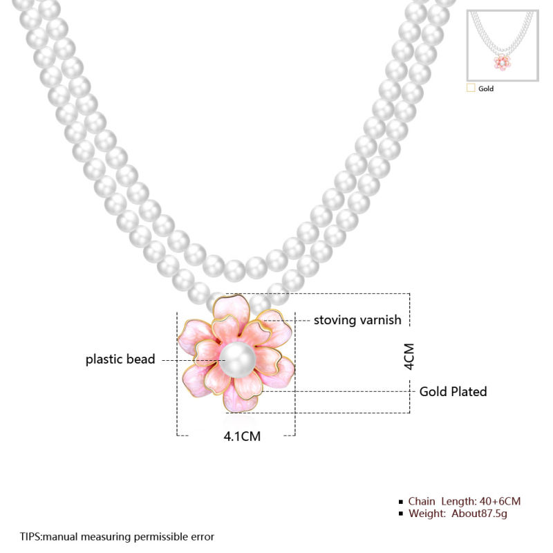 Plastic Pearl Bead Flower Necklace Women Bead Necklace