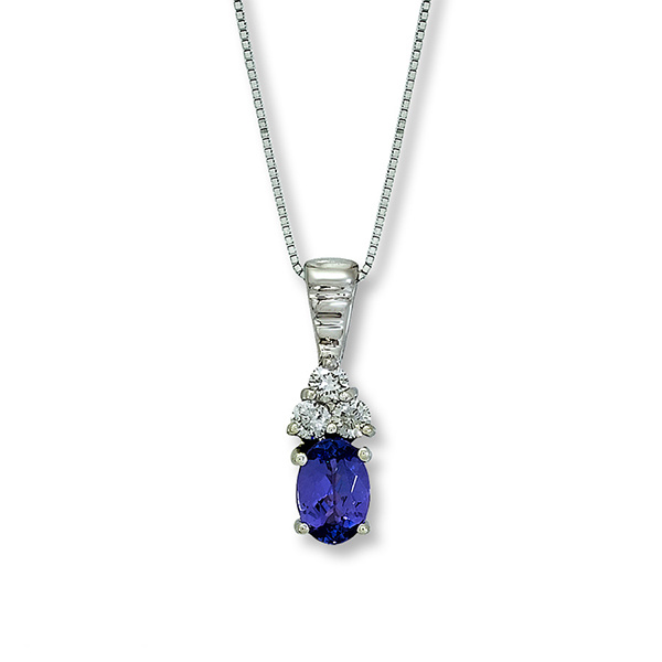 18k White Gold Diamond Jewelry Pendants Necklace with Blue CZ