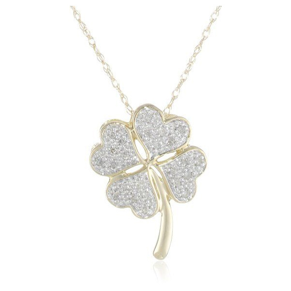 925 Silver Four Leaf Clover Pendant Necklace with Gold Plated