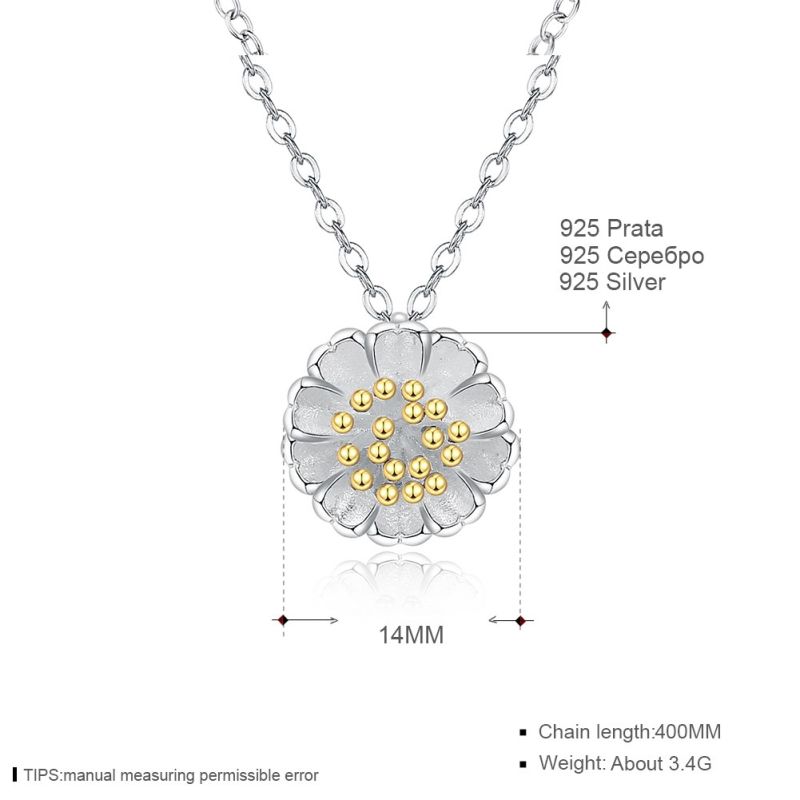 Fashion Wholesale European Jewelry Flower Shape Pendant Sterling Silver Necklace