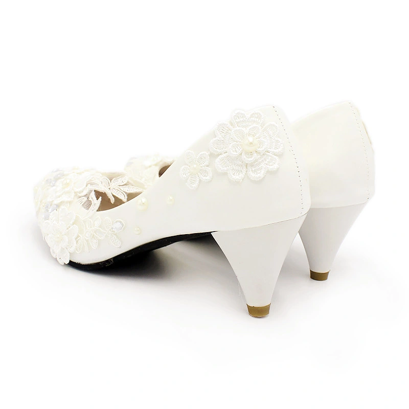 White High Heels Romantic Pearl Lace Bridal Shoes Wedding Shoes Bridesmaid Shoes