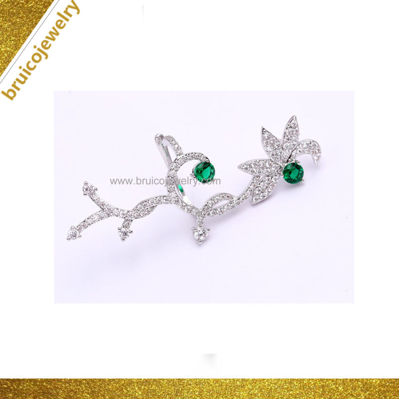 925 Silver 9K 14K 18K Gold Flower Zircon Ear Cuff Luxury Jewelry Diamond Jewellery Earring for Ladies