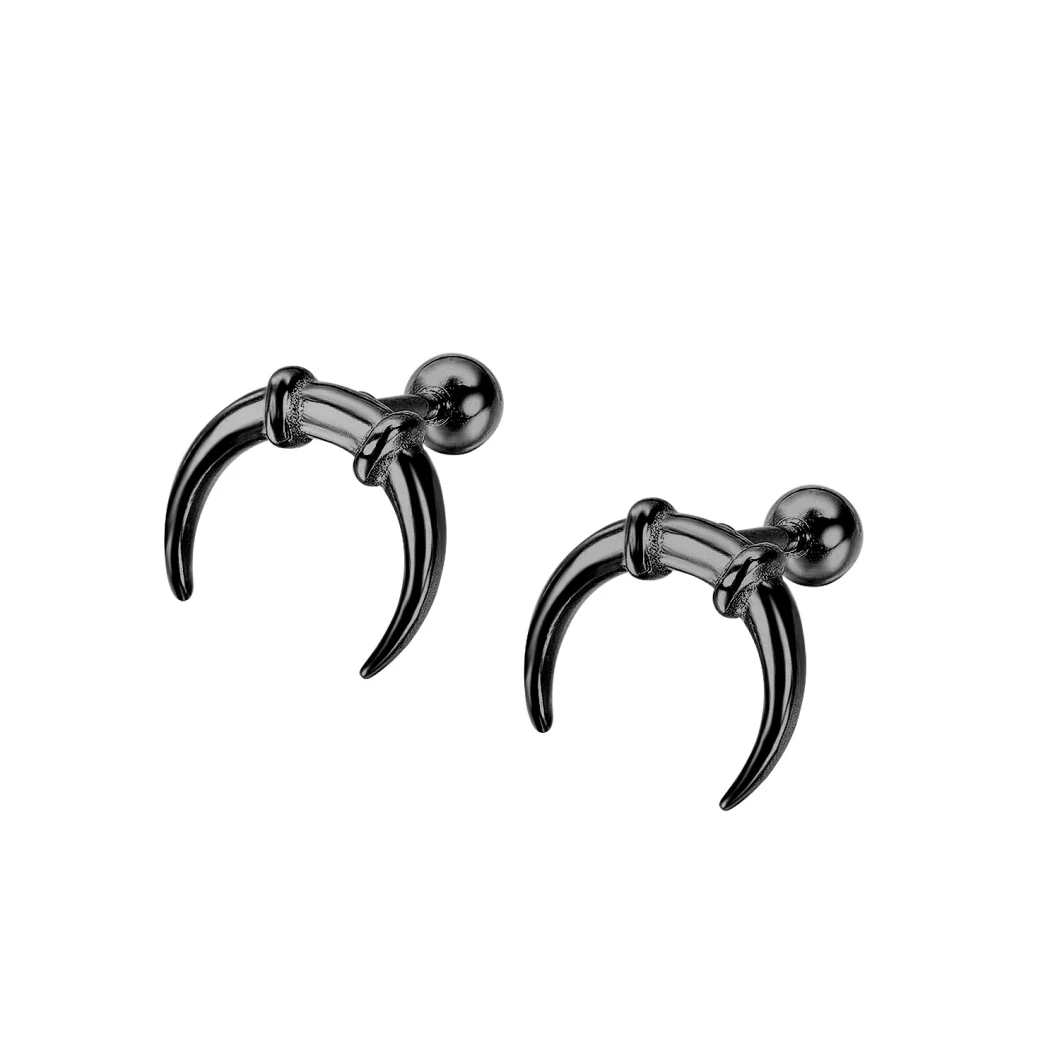 Moon Horn Stainless Steel Earrings Stud