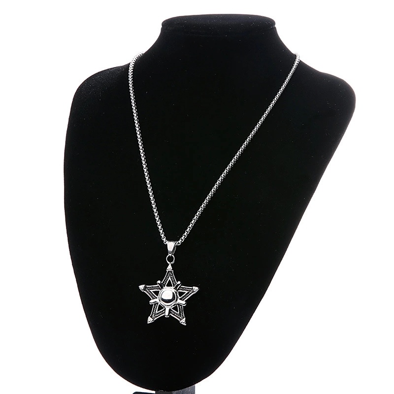 Stainless Steel Jewelry for Unisex Pentagram Shape Pendant Necklace Fashion Personality Necklace