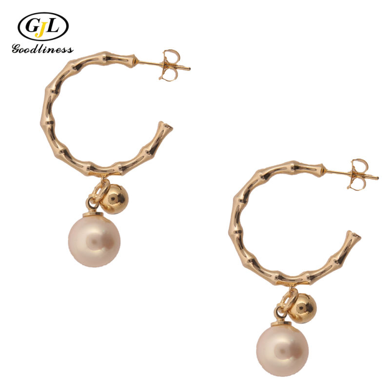 Elegant Created Shell Pearl Statement Hoop Drop Earrings for Party