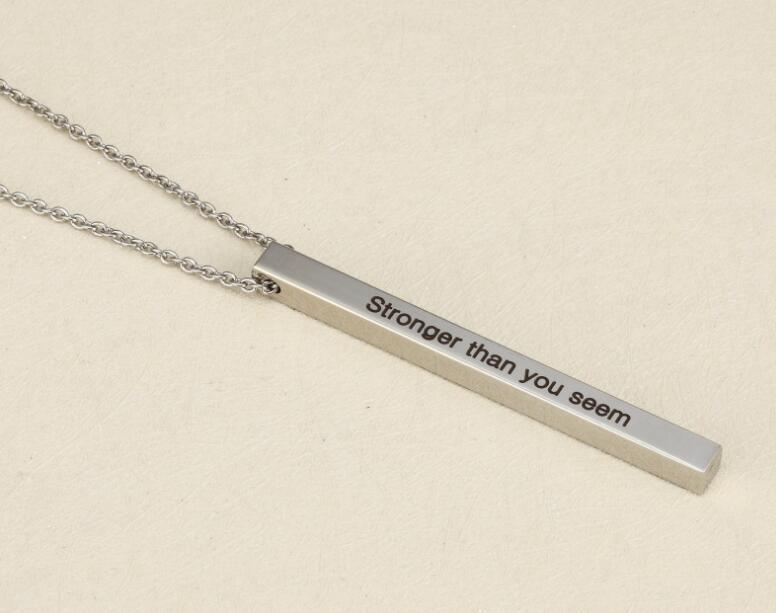 Inspirational Engraved Mantra Bar Pendant Necklaces Fashion Necklace