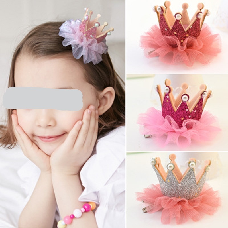 Baby Girls Lovely Lace Crown Clip Beautiful Hair Accessories for Girls Kids Toddlers Esg14252