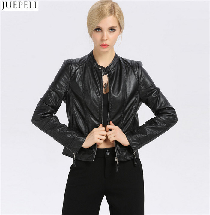 New Fashion Women's Small Leather Collar Slim Leather Jacket Short Section of European and American Fashion Wholesale Jackets