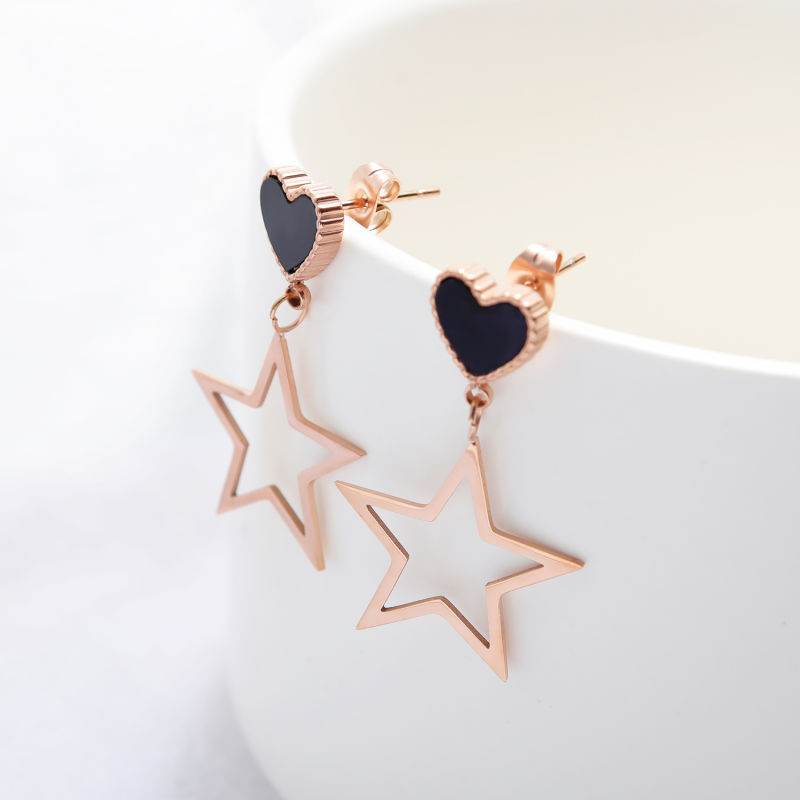 Love Five-Pointed Star Pendant Stainless Steel Earrings Stud