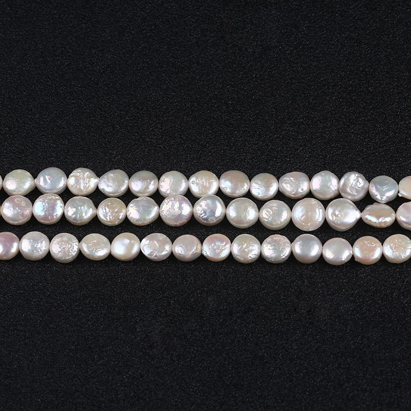 9-10mm Coin Shape Freshwater Pearl String