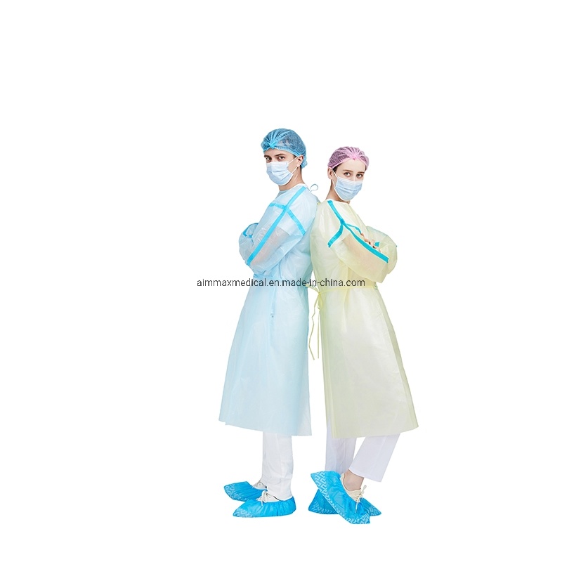 Disposable PP SMS Elastic Cuff Isolation Gown with Knit Cuff