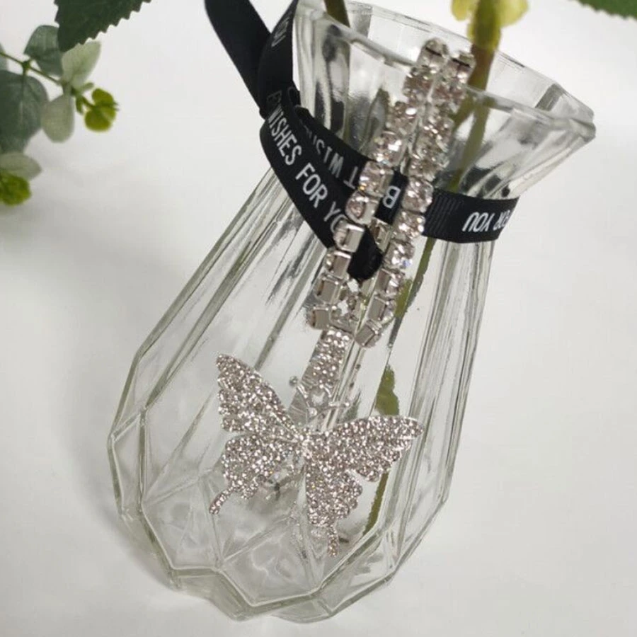 Top Quality Alloy Butterfly Necklace Pendant Gold Silver Hiphop Jewelry Iced Rhinestones Necklace Jewelry
