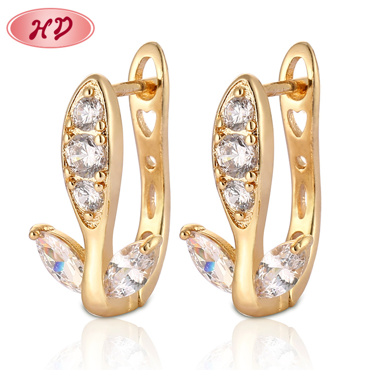 New Popular Design Jewelry Gold Plating CZ Hoop Huggie Earrings
