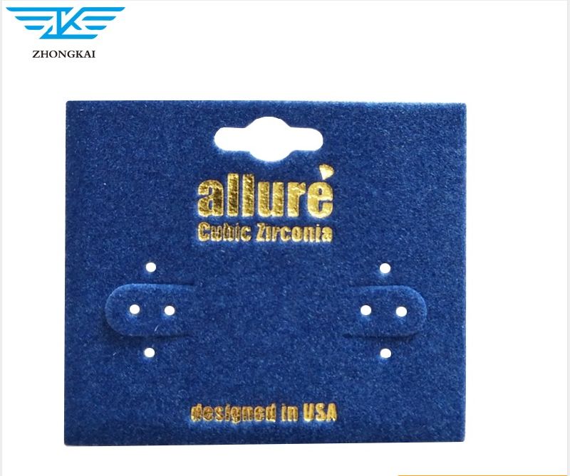 Blue Flannelette Gold Foil Earrings Card