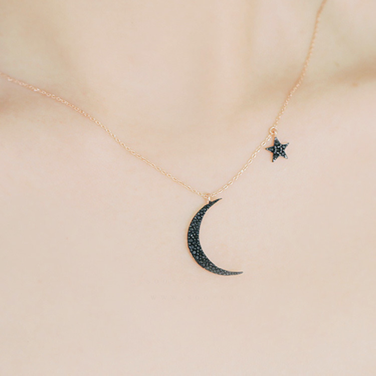 Korean Stylish Star-Moon Simple Delicate Women Choker Pendant Necklace