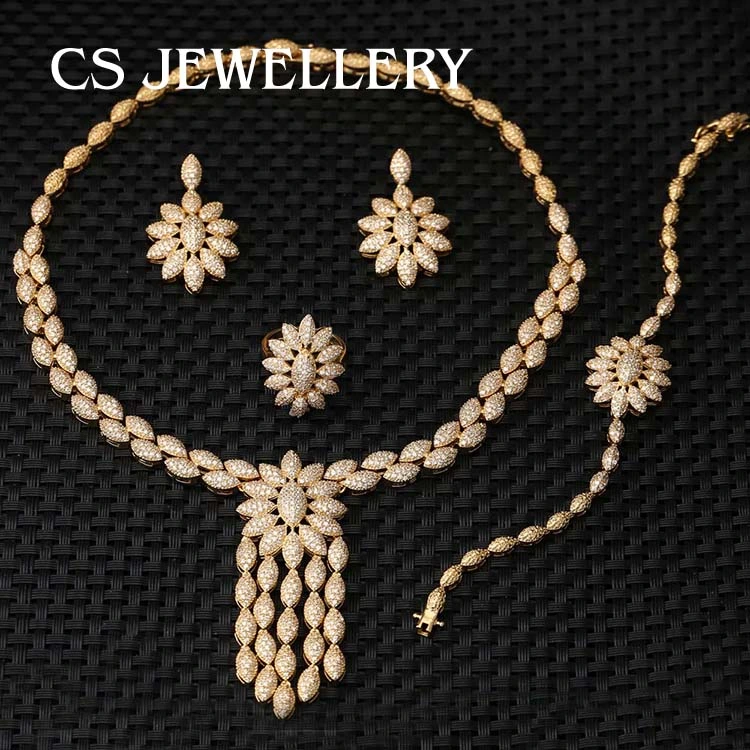 China Charm Jewelry Fashion Joyeria Gold Plated Jewelry Sets E-7340