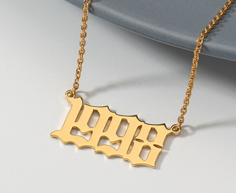 Gold Color Necklace Number Pendant Necklace Year Personalized