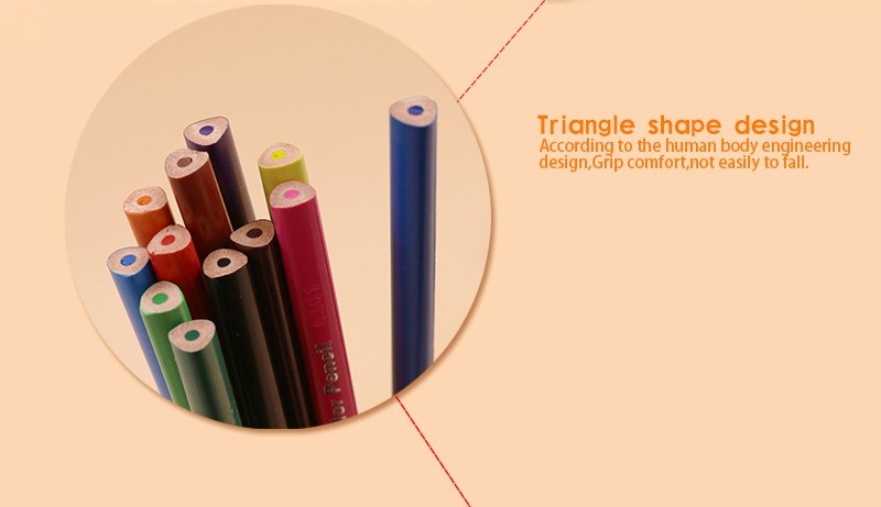 12PCS Color Pencils in Triangle Shape with Sharpened End