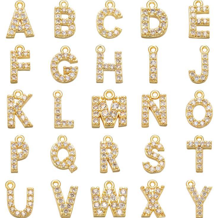 Small Micro-Inlaid Letters Micro-Inlaid Letters Accessories English Alphabet Pendant 26 Letters Pendant for Earrings Necklace Bracelet