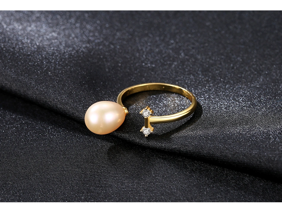 Daily CZ 925 Sterling Silver Finger Freshwater Pearl Rings