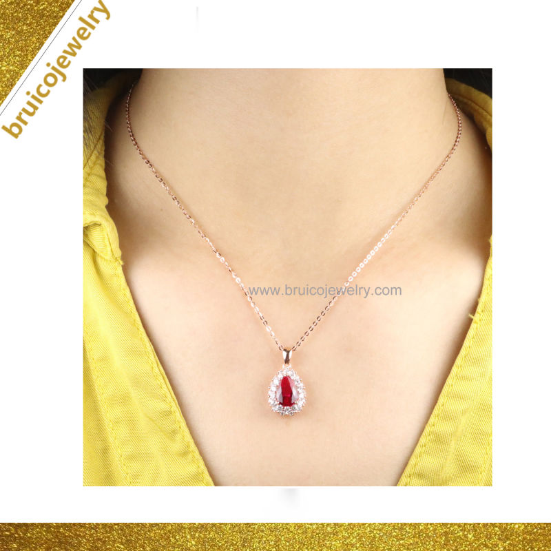 Luxury Jewelry Necklace Wholesale Diamond Jewellery Wedding 18K Rose Gold Color Gemstone Necklaces