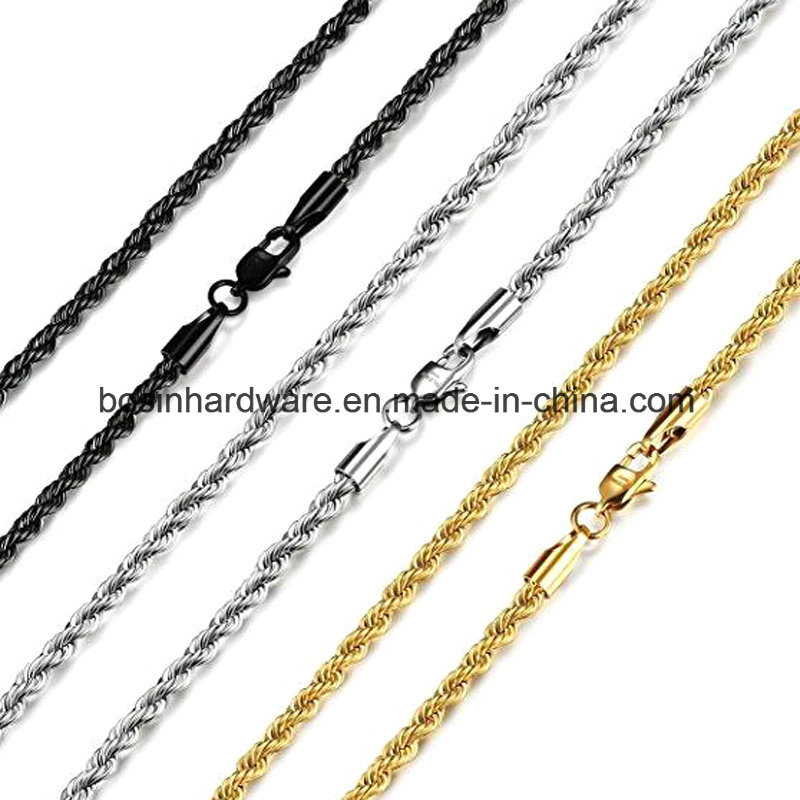 Stainless Steel Twist Rope Chain Necklace