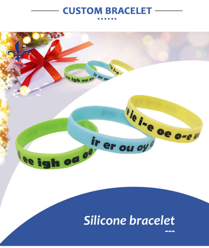 Custom Printed Beautiful Silicone Wristband/ Glow Rubber Bracelet