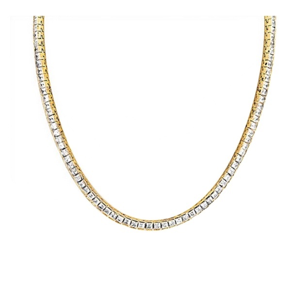 Luxury Circling Setting 925 Sterling Silver Gold Plated Women Necklace Diamond Stone CZ Cubic Zirconia Tennis Chain Necklace