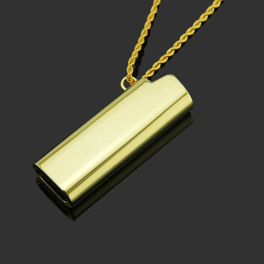 New Jewelry Fashion Charm Necklaces Stainless Steel Lighter Gold Necklace for Man