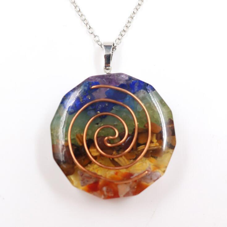 Natural Crystal Crushed Stone Orgonite Double Helix Energy Chakra Crystal Healing Aogang High Frequency Energy Stone Fashion Pendant Necklace