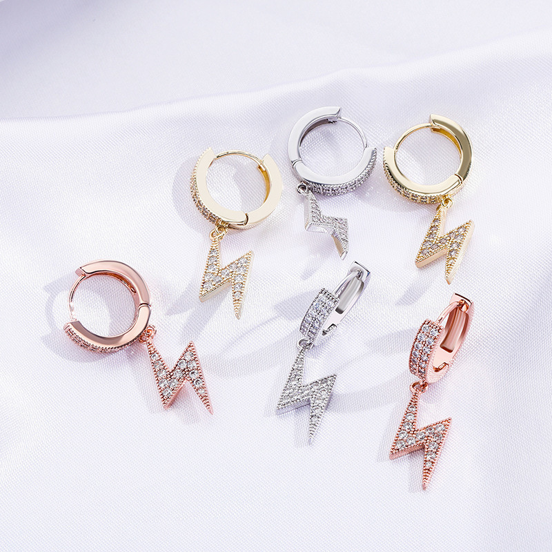 Fashion Jewelry Lightning Earring Hip Hop Jewelry for Women Men