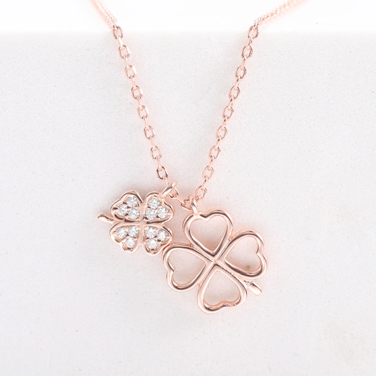 Four Leaves Clover Necklace Beautiful Rose Gold Pendants Necklace