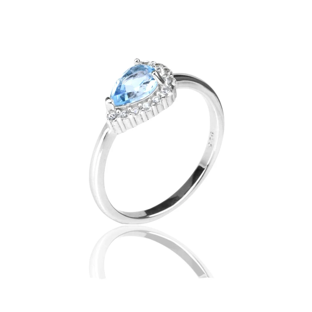 925 Sterling Silver Pendants Natural Blue Topaz Pendants Necklaces Wedding Jewellery Sets