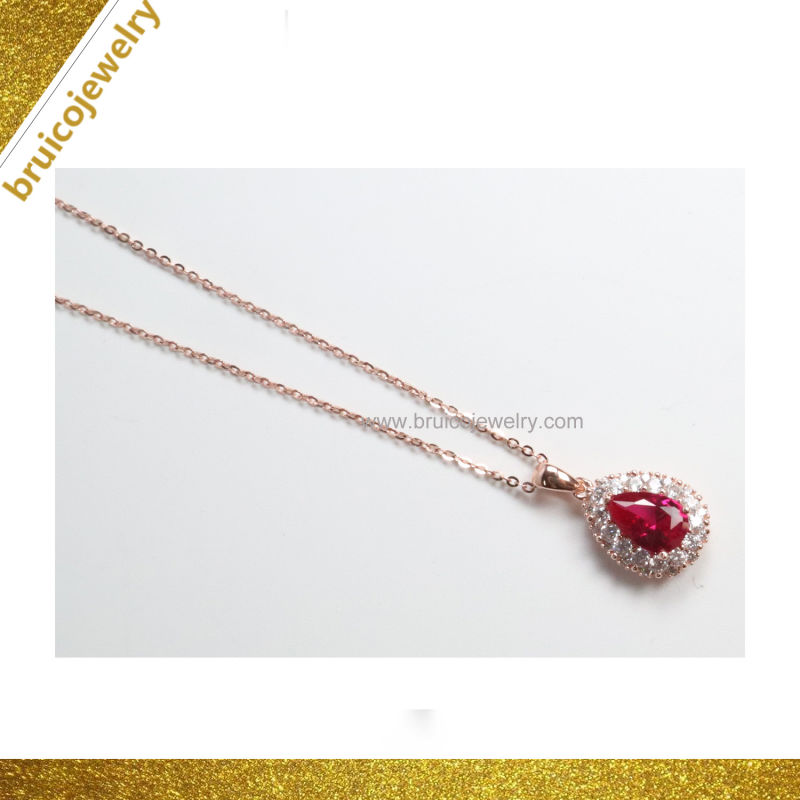 Luxury Jewelry Necklace Wholesale Diamond Jewellery Wedding 18K Rose Gold Color Gemstone Necklaces