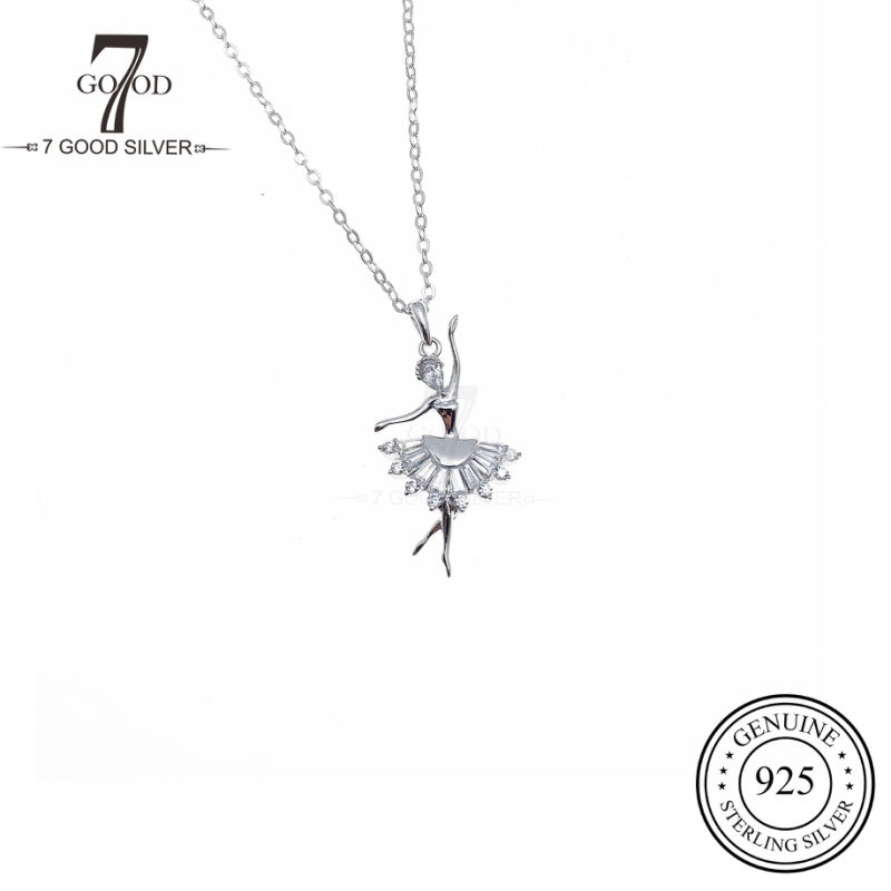 OEM Custom Fashion 925 Silver Jewelry Necklace with Dance Girl Charm