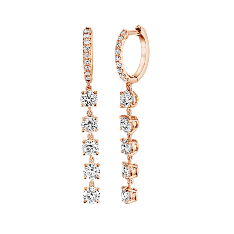 Hot Sale 925 Sterling Silver Women Luxury Jewelry Fashion Huggie 5 Round Diamond Hoop Drop Earrings