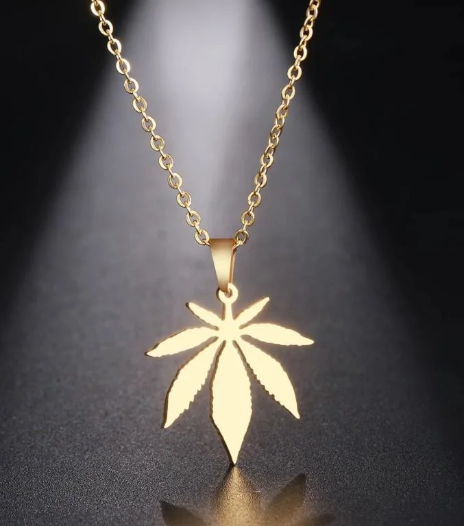 for Women Man Maple Leaf Choker Pendant Necklace Engagement Jewelry Stainless Steel Chains Necklaces