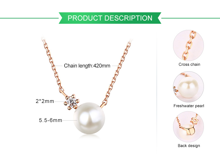 Minimalist Rose Gold Chain Necklace Women 14kt Real Gold Necklace with Pearl