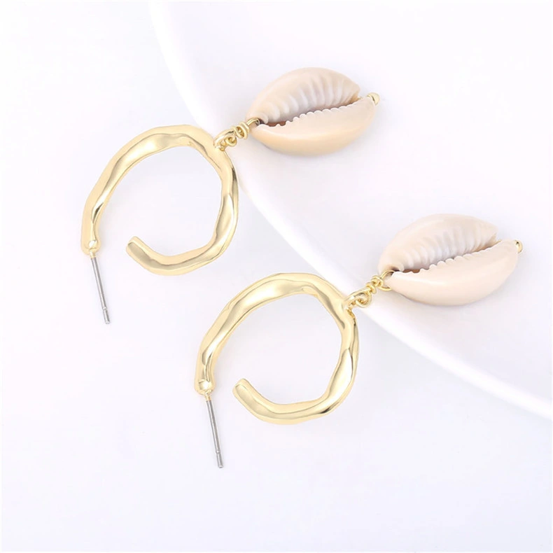 14K Gold Plated Baroque Pearl Earrings for Women Statement Hoop Earrings