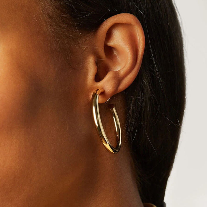 Wholesale Minimalist Jewelry 925 Sterling Silver 18K Gold Plated Hoop Earring