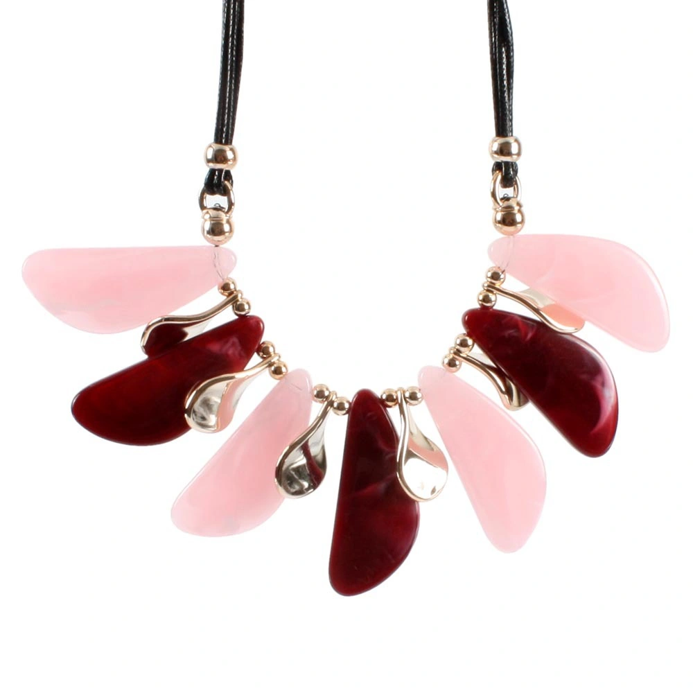 Geometric Leaves Acrylic Resin Ladies Jewelry Necklace Earring Set