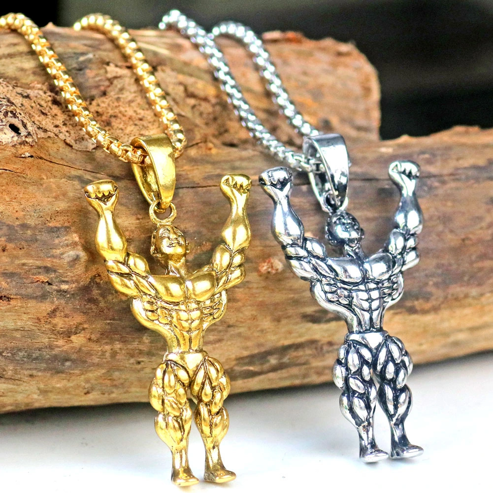 Muscle Men Jewelry Fitness Pendant Hiphop Necklace for Men