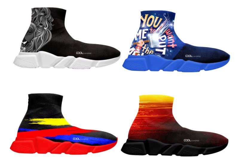 2017 Fashionable Custom Sock Shoes High Top Men Women Sport Sneakers