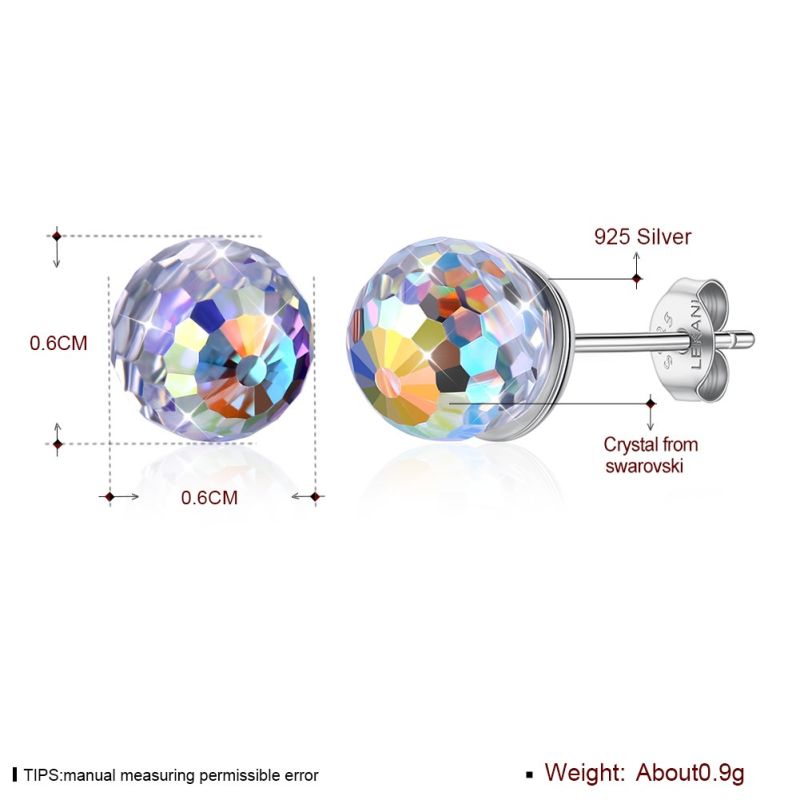 Latest Fashion Ball Shaped Crystal S925 Sterling Silver Earrings