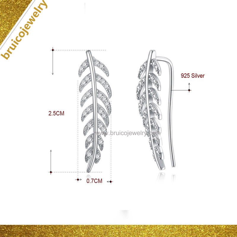 Popular Hip Hop Sterling Silver Diamond Ear Cuff White Gold Color Ear Clip Diamond Jewelry Earring for Ladies