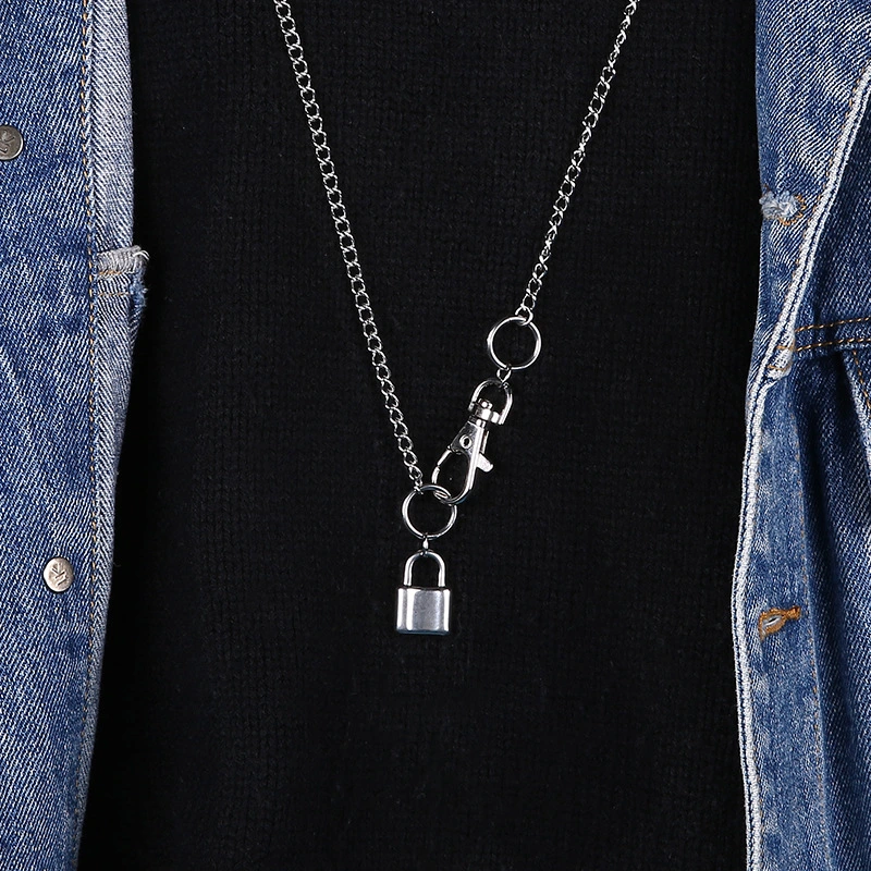 Necklace Carabiner Lock Pendant Simple Cute Necklaces Long Chain Fashion Jewelry Men and Women Esg14268