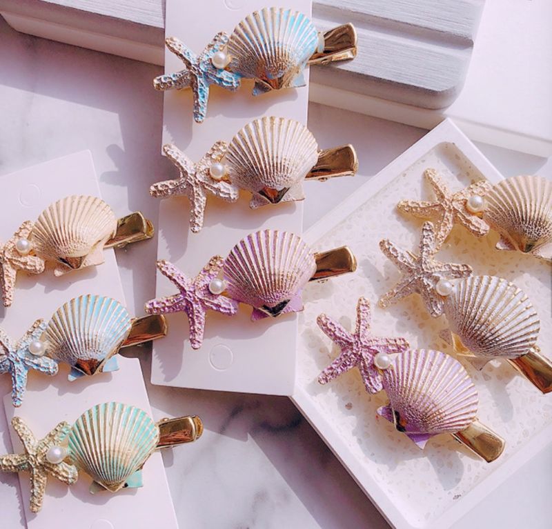2019 Newest Summer Natural Sea Star Conch Shell Shaped Hair Clip